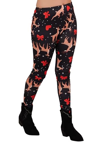 Love My Fashions Damen Weihnachtsleggings mit hoher Taille und originellem Muster, Damen Weihnachtsfest Kostüm, Lange Festliche Xmas-Leggings, Elegante Hosen von Love My Fashions