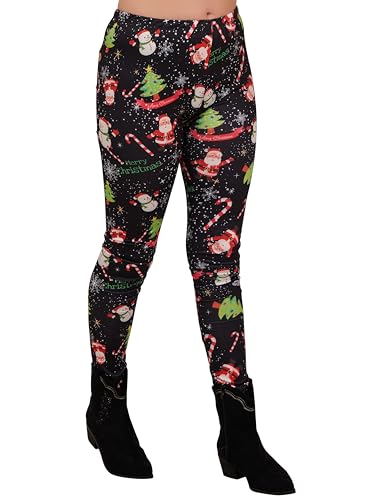 Love My Fashions Damen Weihnachtsleggings mit hoher Taille und originellem Muster, Damen Weihnachtsfest Kostüm, Lange Festliche Xmas-Leggings, Elegante Hosen von Love My Fashions