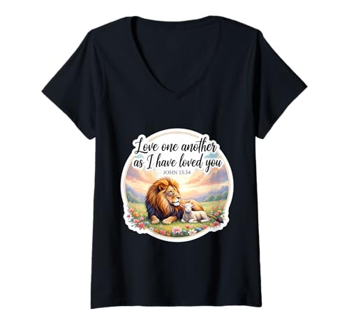 Damen Love One Another As I Have Loved You Christlicher Bibelvers T-Shirt mit V-Ausschnitt Damen Love One Another As I Have Loved You Christlicher Bibelvers T-Shirt mit V-Ausschnitt von Love One Another As I Have Loved You Products