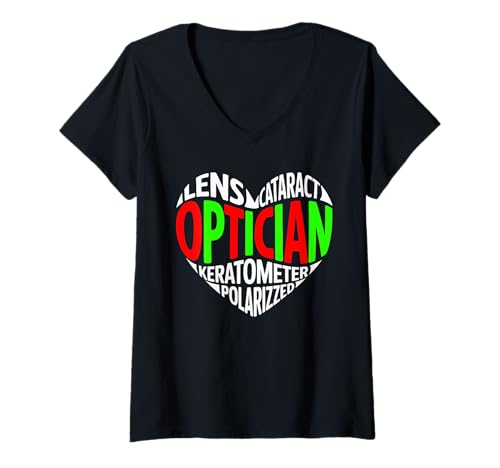 Damen Optiker Herzoptiker Augenarzt T-Shirt mit V-Ausschnitt Damen Optiker Herzoptiker Augenarzt T-Shirt mit V-Ausschnitt von Love Ophthalmology