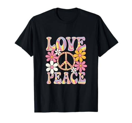 Love Peace - 60er 70er Party Kostüm Kinder Hippie T-Shirt von Love Peace Groovy Retro Flower Vintage Festival