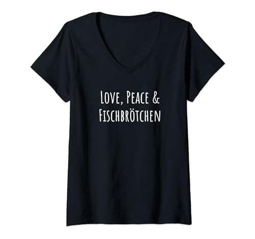 Damen Love Peace & Fischbrötchen - Fischbrötchen T-Shirt Möwe T-Shirt mit V-Ausschnitt Damen Love Peace & Fischbrötchen - Fischbrötchen T-Shirt Möwe T-Shirt mit V-Ausschnitt von Love Peace & Fischbrötchen - Fischbrötchen