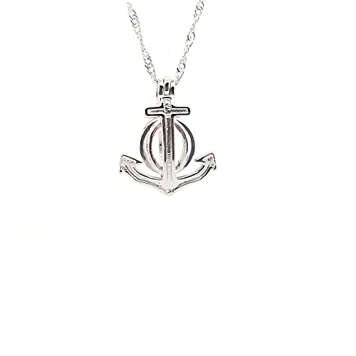 Anker Anhänger mit 40,6 cm langer Halskette, Liebeswunschperle, Perle, Rhodium Anker Anhänger mit 40,6 cm langer Halskette, Liebeswunschperle, Perle, Rhodium von Love Pearl