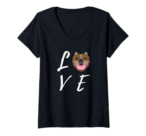Damen Love Pit Bull Vintage Pit Bull Terrier Haustierliebhaber Hund Mama T-Shirt mit V-Ausschnitt Damen Love Pit Bull Vintage Pit Bull Terrier Haustierliebhaber Hund Mama T-Shirt mit V-Ausschnitt von Love Pit Bull Terrier Pet Lover Dog Mom Gifts