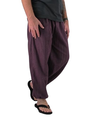 Love Quality Baggy Pants Herren One Size Baumwolle Haremshose Hippie Boho Hose - Violett - Einheitsgröße von Love Quality