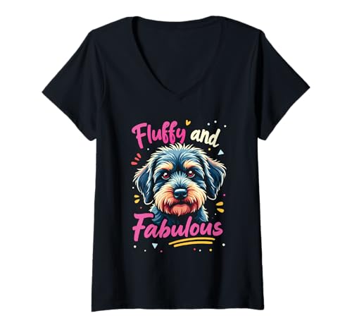Damen Schnoodle Schnauzer Pudel Welpe Hundeliebhaber T-Shirt mit V-Ausschnitt Damen Schnoodle Schnauzer Pudel Welpe Hundeliebhaber T-Shirt mit V-Ausschnitt von Love Schnoodle Schnoodle Mom Schnoodle Dad