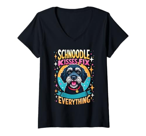 Damen Schnoodle Schnauzer Pudel Welpe Hundeliebhaber T-Shirt mit V-Ausschnitt Damen Schnoodle Schnauzer Pudel Welpe Hundeliebhaber T-Shirt mit V-Ausschnitt von Love Schnoodle Schnoodle Mom Schnoodle Dad