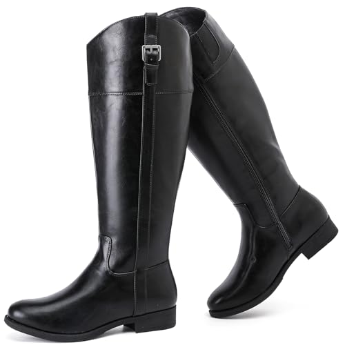 Love Steetly Kniehohe Stiefel für Damen, breite Wade, bequeme Reitstiefel, flache Stiefel und modisch für Herbst und Winter für Damen., Schwarz PU 125, 39 EU Love Steetly Kniehohe Stiefel für Damen, breite Wade, bequeme Reitstiefel, flache Stiefel und modisch für Herbst und Winter für Damen., Schwarz PU 125, 39 EU von Love Steetly