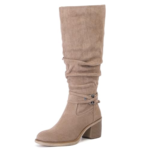Love Steetly Slouchy kniehohe Damen-Stiefel, Reitstiefel mit klobigem Absatz, bequem und modisch für Herbst und Winter., Beige Mf 116, 40 EU Love Steetly Slouchy kniehohe Damen-Stiefel, Reitstiefel mit klobigem Absatz, bequem und modisch für Herbst und Winter., Beige Mf 116, 40 EU von Love Steetly