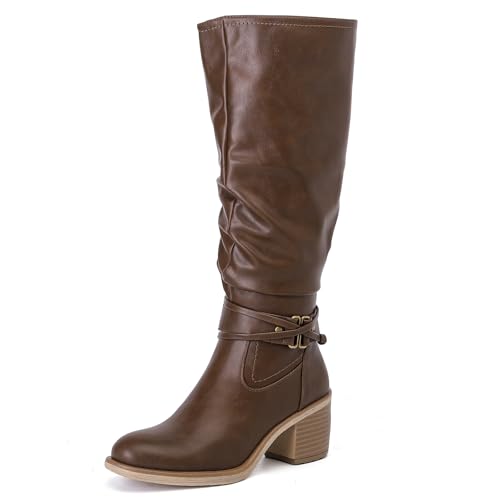 Love Steetly Slouchy kniehohe Damen-Stiefel, Reitstiefel mit klobigem Absatz, bequem und modisch für Herbst und Winter., Braun PU 116, 37.5 EU Love Steetly Slouchy kniehohe Damen-Stiefel, Reitstiefel mit klobigem Absatz, bequem und modisch für Herbst und Winter., Braun PU 116, 37.5 EU von Love Steetly