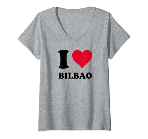 Damen Ich Liebe Bilbao T-Shirt mit V-Ausschnitt Damen Ich Liebe Bilbao T-Shirt mit V-Ausschnitt von Love Stories I Heart Bilbao