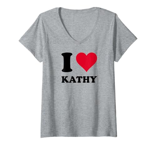 Damen Ich Liebe Kathy T-Shirt mit V-Ausschnitt Damen Ich Liebe Kathy T-Shirt mit V-Ausschnitt von Love Stories I Heart Kathy