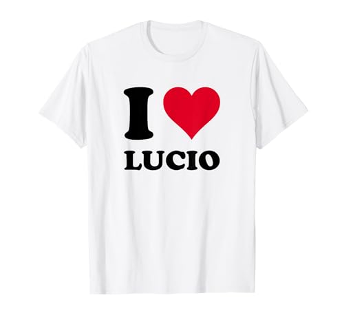 Love Stories I Heart Lucio Damen Unisex-Erwachsene Wei Herz Rotes Herz Klassisch geschnitten, doppelt genhter Saum Ich Liebe Lucio T-Shirt von Love Stories I Heart Lucio