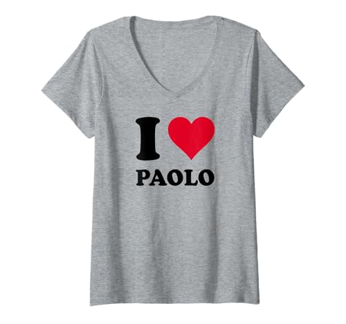Damen Ich Liebe Paolo T-Shirt mit V-Ausschnitt Damen Ich Liebe Paolo T-Shirt mit V-Ausschnitt von Love Stories I Heart Paolo