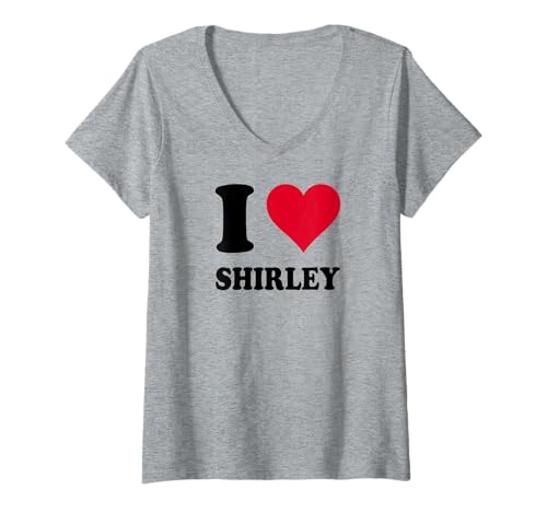 Damen Ich Liebe Shirley T-Shirt mit V-Ausschnitt Damen Ich Liebe Shirley T-Shirt mit V-Ausschnitt von Love Stories I Heart Shirley