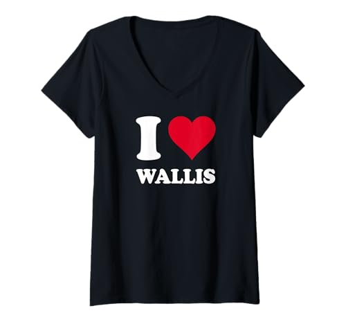 Damen Rotes Herz Ich Liebe Wallis T-Shirt mit V-Ausschnitt Damen Rotes Herz Ich Liebe Wallis T-Shirt mit V-Ausschnitt von Love Stories I Heart Wallis
