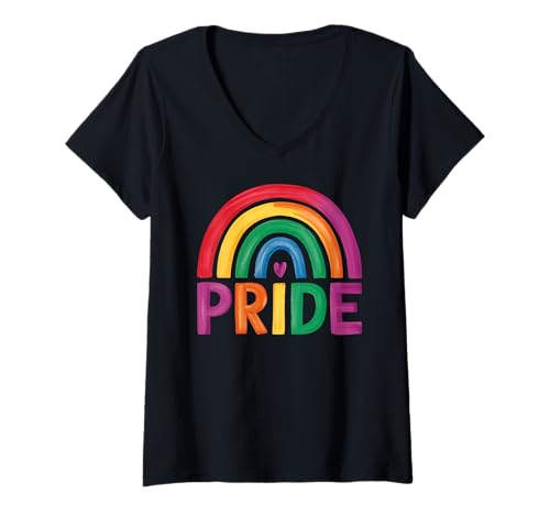 Damen Süße LGBT-Pride-Vibes - Selbstliebe Gay Ally LGBTQ Pride Month T-Shirt mit V-Ausschnitt von Love Unboxed Apparel.USA