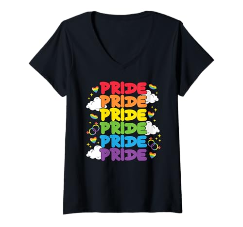 Damen Süße LGBT-Pride-Vibes - Selbstliebe Gay Ally LGBTQ Pride Month T-Shirt mit V-Ausschnitt von Love Unboxed Apparel.USA