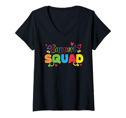 Damen Unterstützungstrupp LGBT | LGBTQ Pride Month | Verbündete, Freunde, Familie T-Shirt mit V-Ausschnitt von Love Unboxed Apparel.USA
