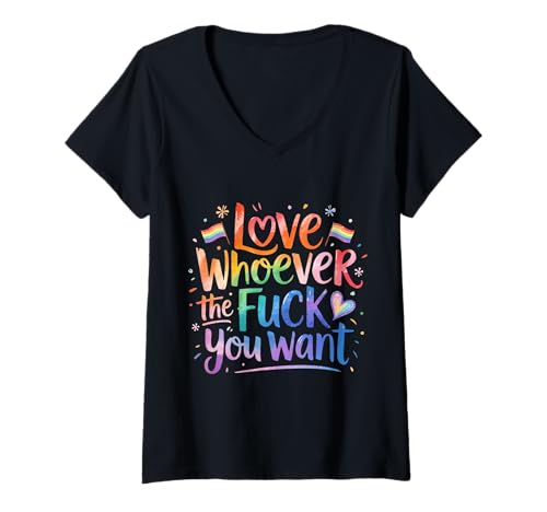 Damen Liebe Wen auch Immer du willst Pride Month LGBTQ T-Shirt mit V-Ausschnitt Damen Liebe Wen auch Immer du willst Pride Month LGBTQ T-Shirt mit V-Ausschnitt von Love Whoever The Fuck You Want Colorful