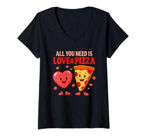 Damen Alles was du brauchst ist Liebe und Pizza Lustiges, süßes Essen, Kunst für Paare T-Shirt mit V-Ausschnitt Damen Alles was du brauchst ist Liebe und Pizza Lustiges, süßes Essen, Kunst für Paare T-Shirt mit V-Ausschnitt von Love and Pizza Co