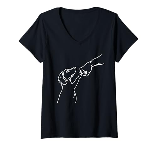 Damen Dackel Faust Bump, Hund Faust Bump, Französischer Dackel T-Shirt mit V-Ausschnitt Damen Dackel Faust Bump, Hund Faust Bump, Französischer Dackel T-Shirt mit V-Ausschnitt von Love and Shop Local Gifts