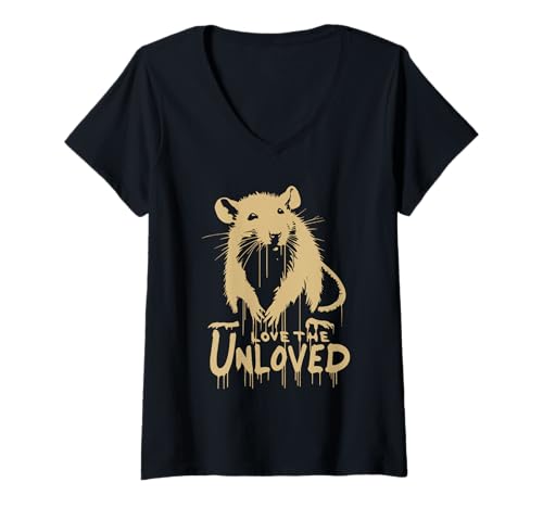 Damen Liebe das ungeliebte, lustiges Tier, lustige Ratte T-Shirt mit V-Ausschnitt Damen Liebe das ungeliebte, lustiges Tier, lustige Ratte T-Shirt mit V-Ausschnitt von Love the Unloved Shirt