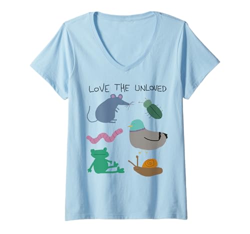 Damen Love The Unloved Shirt Lustige Tiertaube Ratte Frosch Schlange T-Shirt mit V-Ausschnitt Damen Love The Unloved Shirt Lustige Tiertaube Ratte Frosch Schlange T-Shirt mit V-Ausschnitt von Love the Unloved Shirt