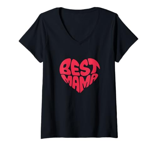 Damen Best Mama – Heart Lettering Edition Muttertag Familie T-Shirt mit V-Ausschnitt Damen Best Mama – Heart Lettering Edition Muttertag Familie T-Shirt mit V-Ausschnitt von Love & Letters Apparel Mama Mutter Familie