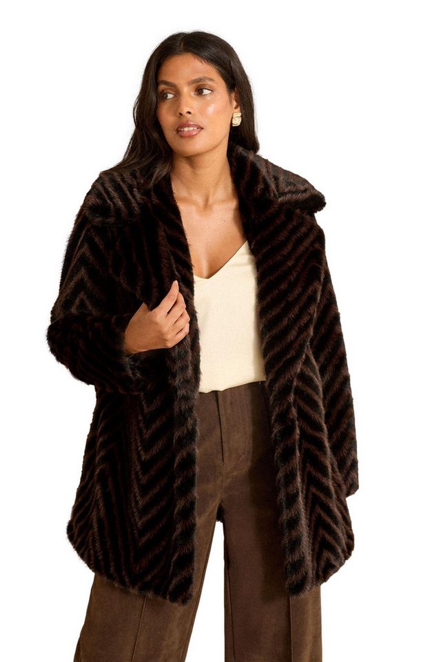 Love & Roses Fellimitatmantel Love & Roses Kunstfellmantel mit Chevronmuster (1-tlg) von Love & Roses