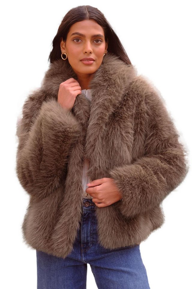 Love & Roses Fellimitatmantel Love & Roses Kunstfellmantel mit Schalkragen (1-tlg) von Love & Roses