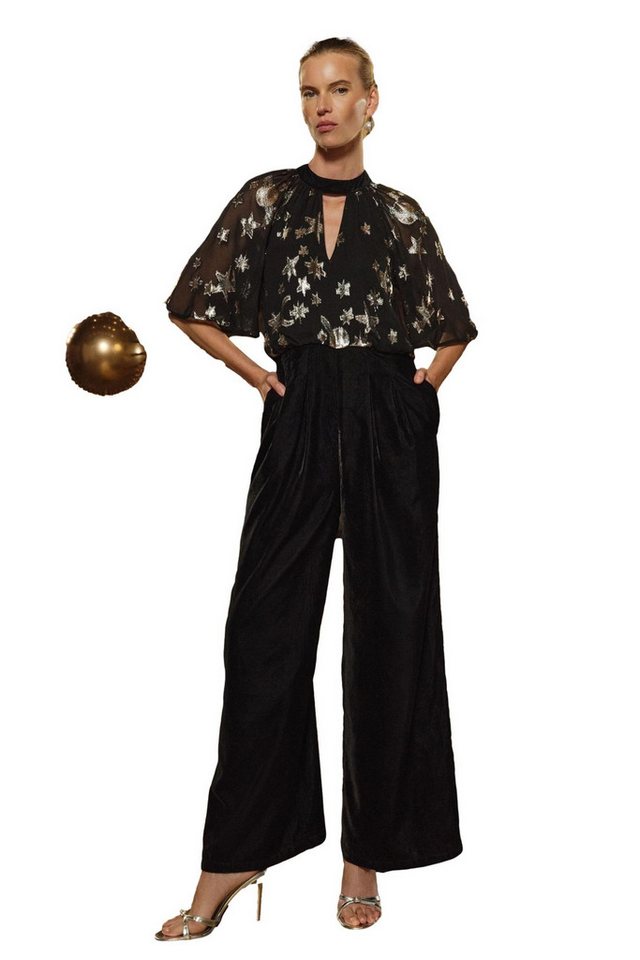 Love & Roses Jumpsuit Love & Roses Metallic-Jumpsuit mit weitem Bein (1-tlg) von Love & Roses