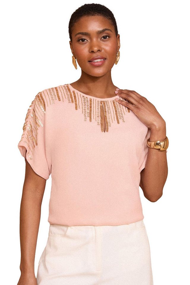 Love & Roses Kurzarmbluse Love & Roses Verziertes Kurzarm-Oberteil (1-tlg) von Love & Roses