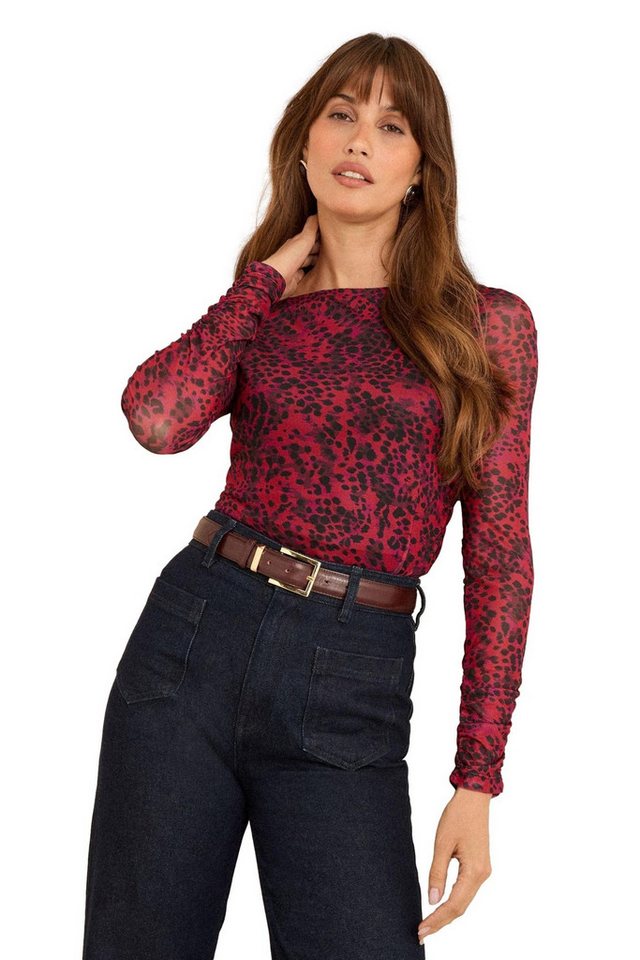 Love & Roses Langarmbluse Love & Roses Bedrucktes Langarmtop mit Mesh (1-tlg) von Love & Roses