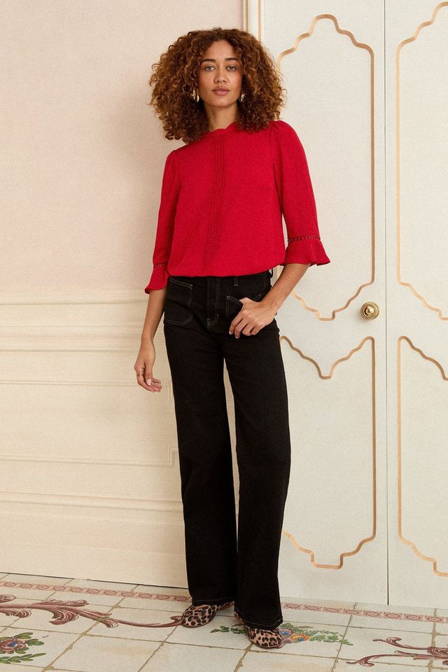 Love & Roses Langarmbluse Love & Roses Bluse mit 3/4-Trompetenärmeln Regular (1-tlg) von Love & Roses