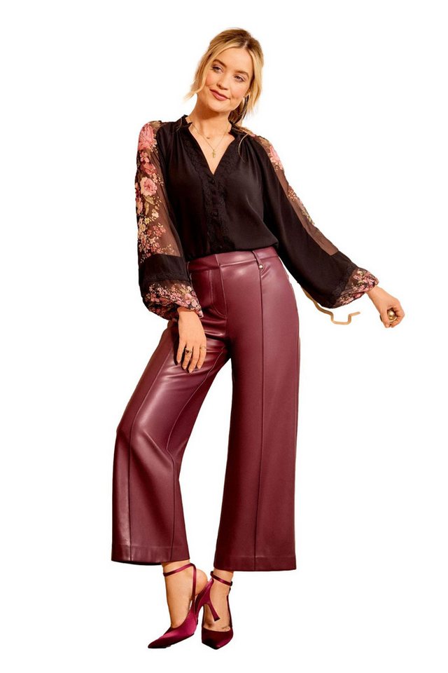 Love & Roses Langarmbluse Love & Roses Bluse mit Kerbausschnitt, Regular (1-tlg) von Love & Roses