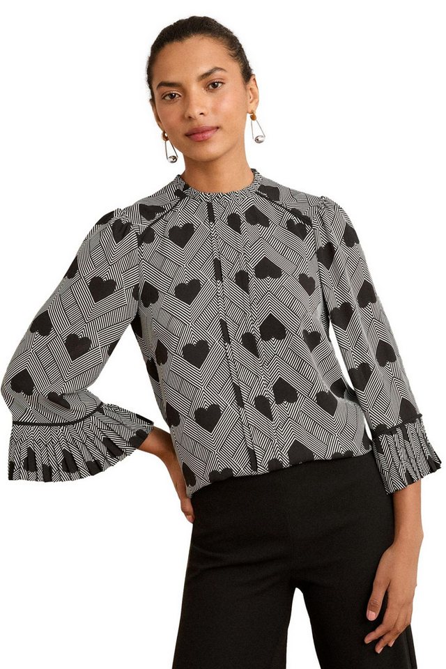 Love & Roses Langarmbluse Love & Roses Bluse mit Plisse und Trompetenärmeln (1-tlg) von Love & Roses