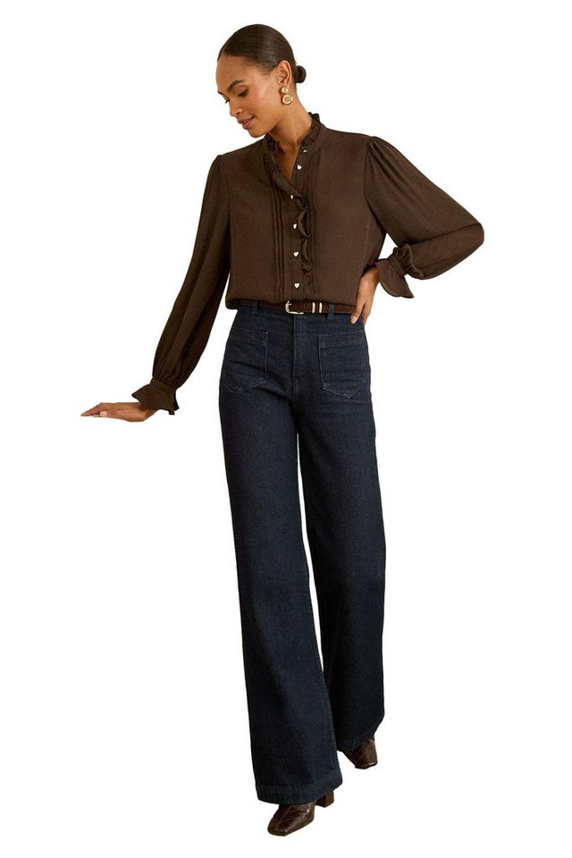 Love & Roses Langarmbluse Love & Roses Bluse mit Rüschendetail, Regular (1-tlg) von Love & Roses