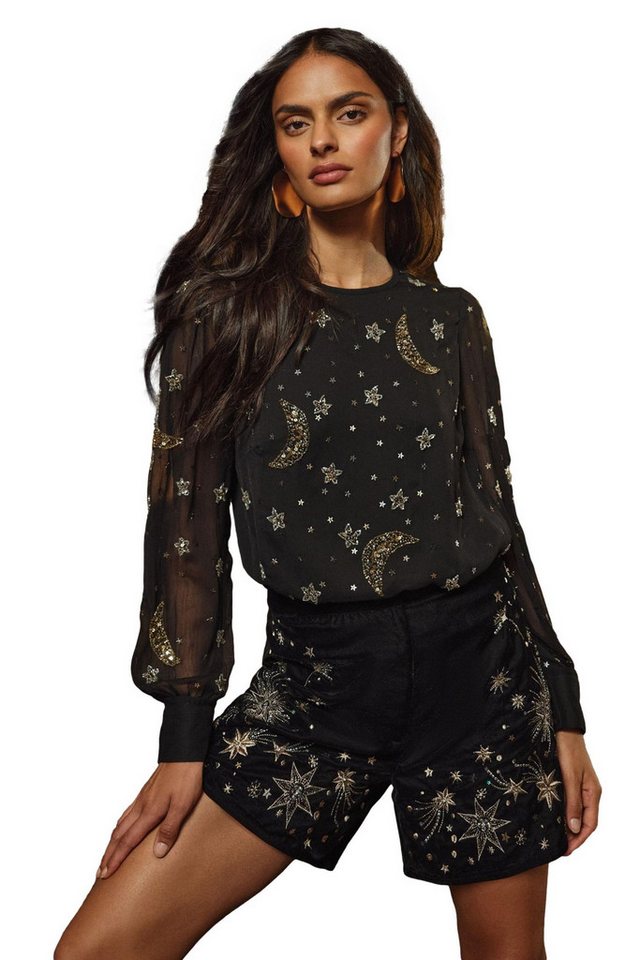 Love & Roses Langarmbluse Love & Roses Bluse mit Verzierung, Regular (1-tlg) von Love & Roses