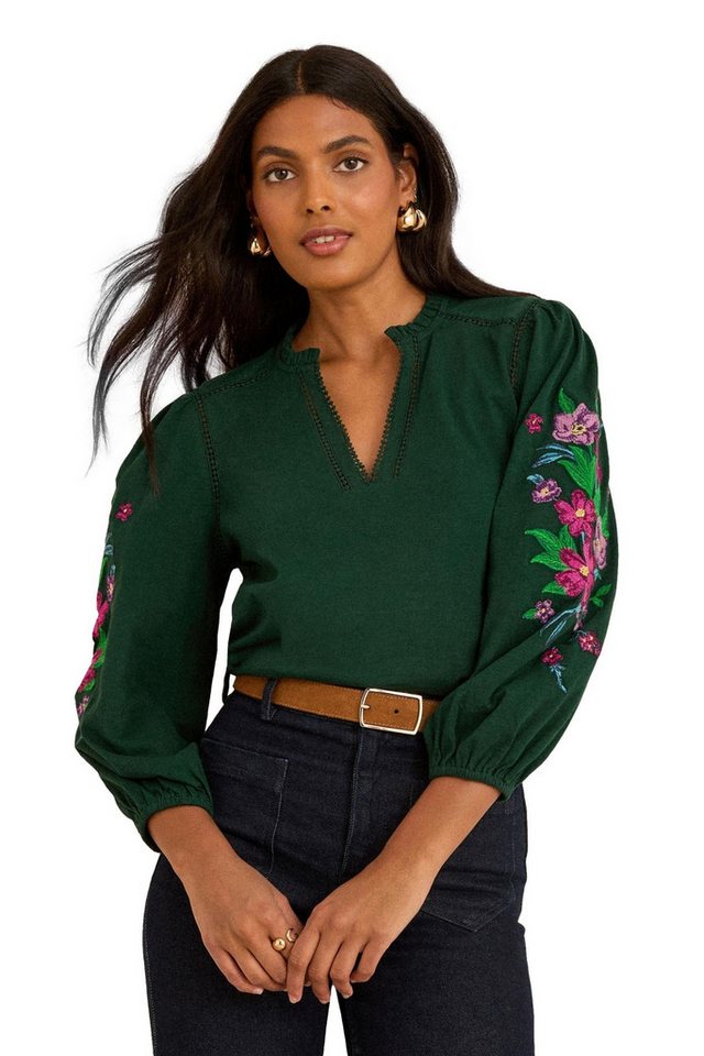 Love & Roses Langarmbluse Love & Roses Jersey-Oberteil mit besticktem Ärmel (1-tlg) von Love & Roses