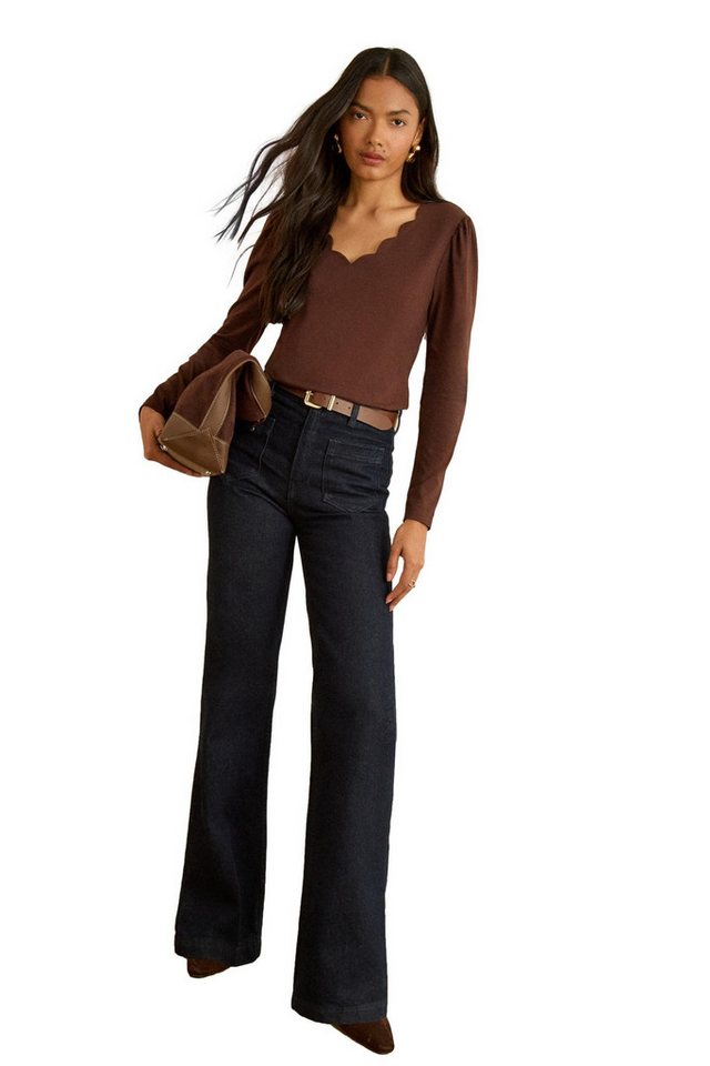 Love & Roses Langarmbluse Love & Roses Jersey-Shirt mit Bogenkanten, Regular (1-tlg) von Love & Roses