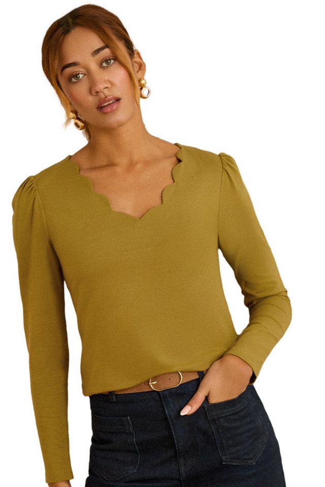 Love & Roses Langarmbluse Love & Roses Jersey-Shirt mit Bogenkanten, Regular (1-tlg) von Love & Roses