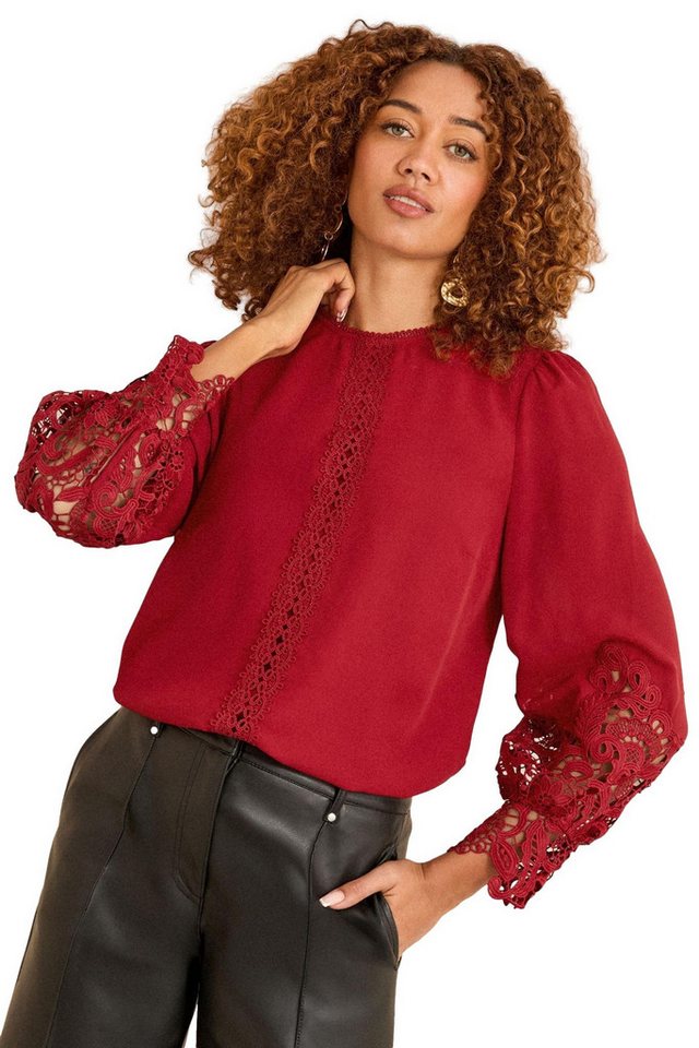 Love & Roses Langarmbluse Love & Roses Langärmelige Spitzen-Bluse, Petite (1-tlg) von Love & Roses