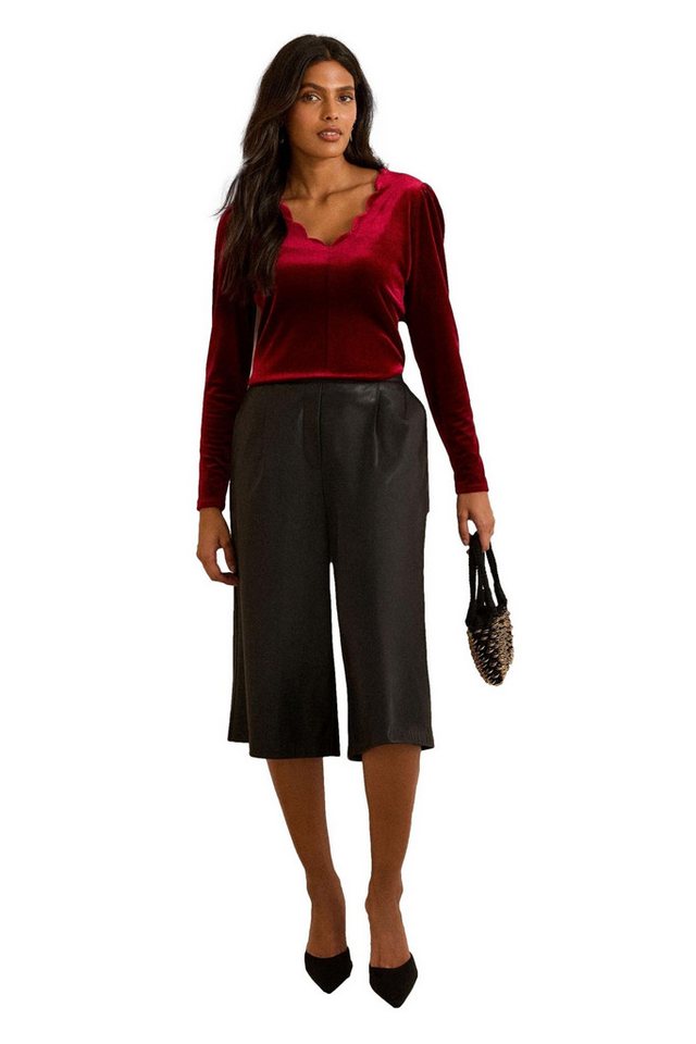 Love & Roses Langarmbluse Love & Roses Samt-Shirt mit Bogenkante, Regular (1-tlg) von Love & Roses