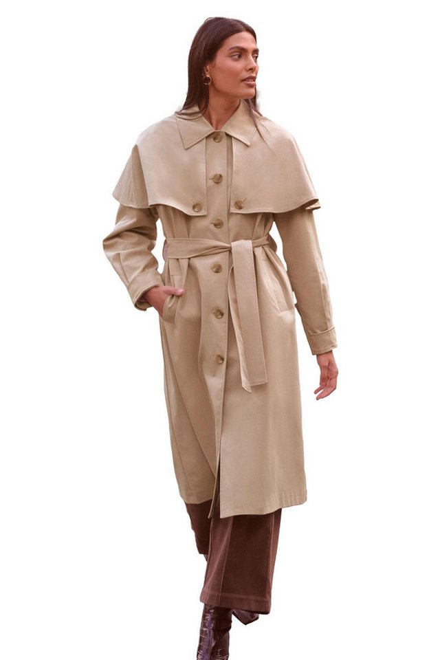 Love & Roses Langmantel Love & Roses Langer Trenchcoat mit Cape (1-tlg) von Love & Roses