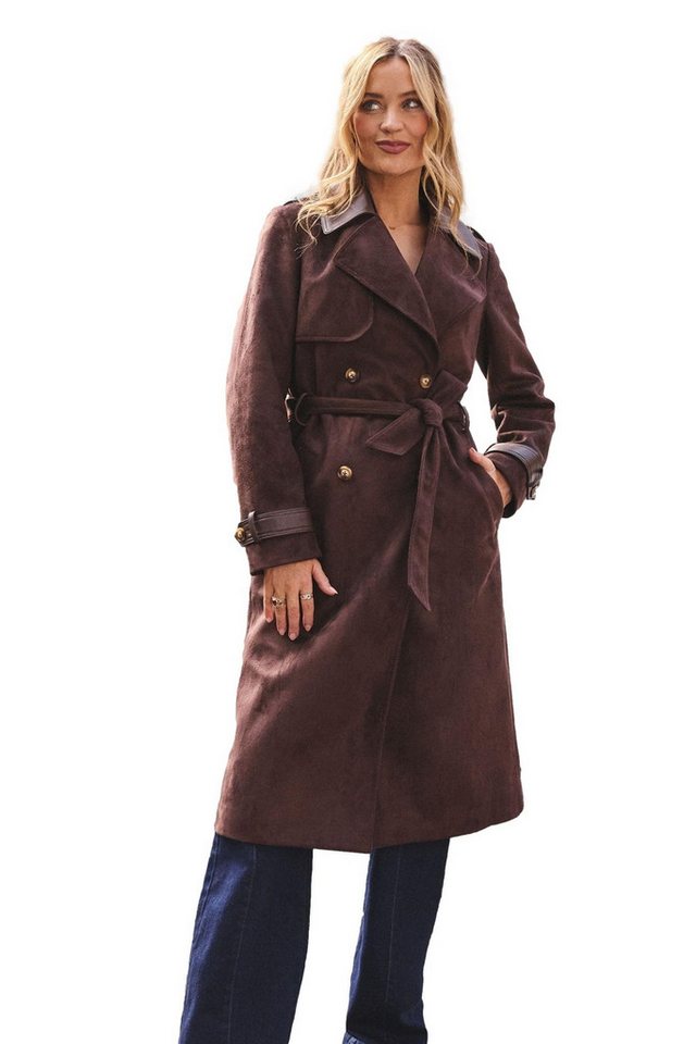Love & Roses Ledermantel Trenchcoat in Velourslederoptik, Petite (1-tlg) von Love & Roses