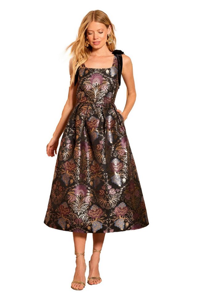Love & Roses Midikleid Love & Roses Jacquard-Midikleid mit Samtschleife (1-tlg) von Love & Roses