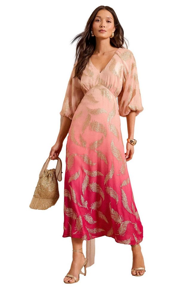 Love & Roses Midikleid Love & Roses Metallic-Midikleid mit Federn, Petite (1-tlg) von Love & Roses