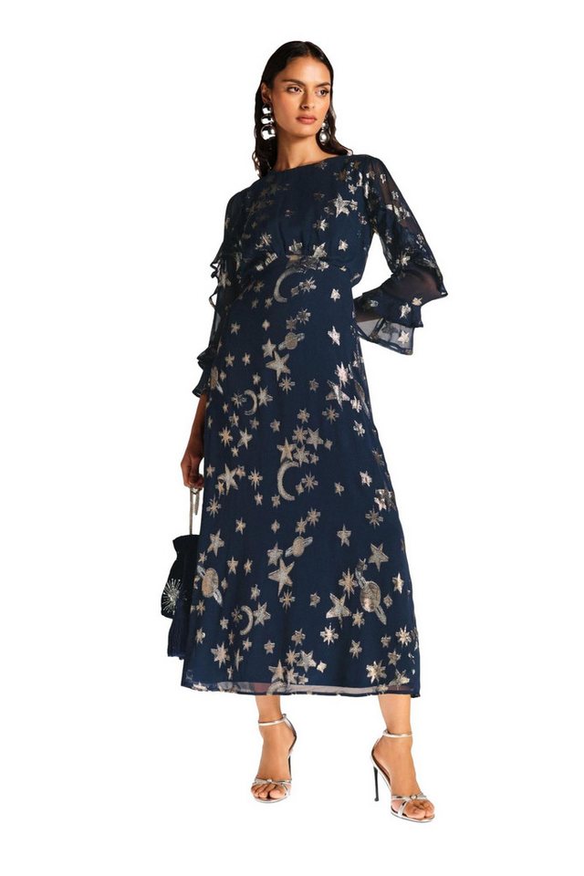 Love & Roses Midikleid Love & Roses Metallic-Midikleid mit Rüschen Petite (1-tlg) von Love & Roses