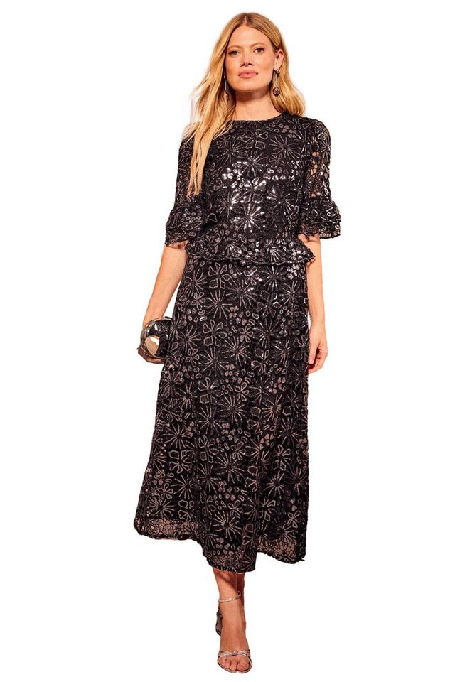 Love & Roses Midikleid Love & Roses Midi-Spitzenkleid mit Pailletten (1-tlg) von Love & Roses